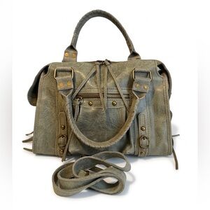 Made in Italy Stylish Olive Green Genuine Leather Satchel Bag - Unbranded